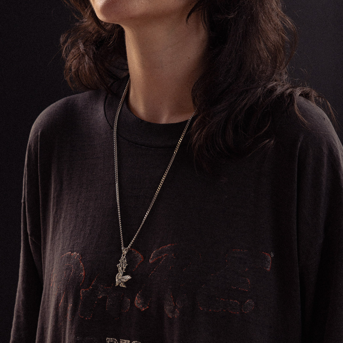 Freefall sterling silver necklace - on figure