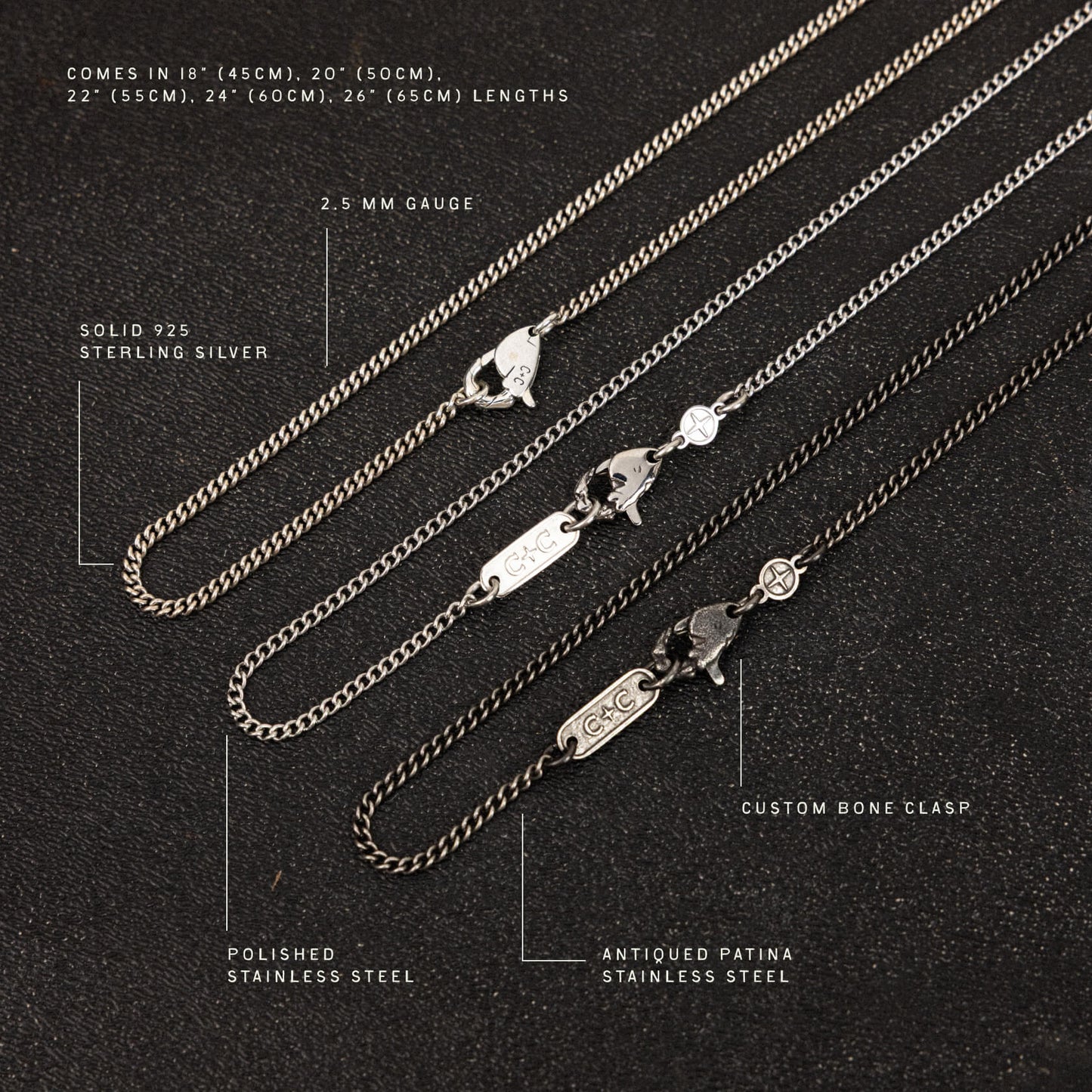 Curb Chain x 2.5mm x Antiqued