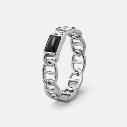 Clocks and Colours Pax Ring, Sterling Silver with Black Onyx