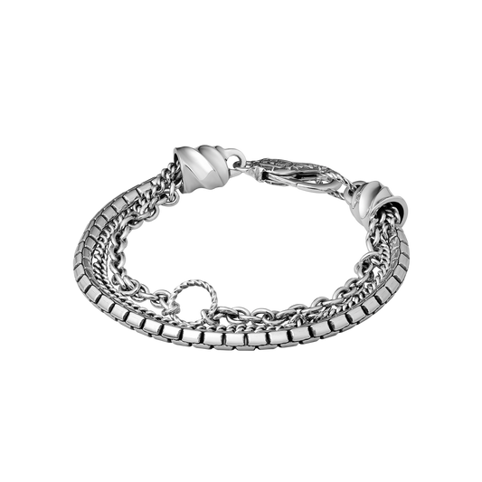 Vanguard Sterling Silver Men's Chain Multi Bracelet